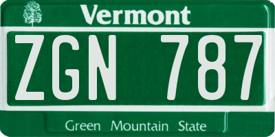 VT license plate ZGN787