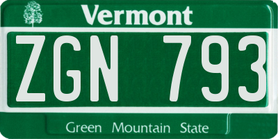 VT license plate ZGN793