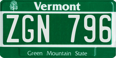 VT license plate ZGN796