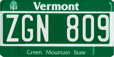 VT license plate ZGN809