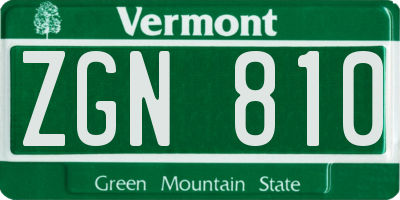 VT license plate ZGN810