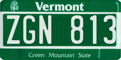 VT license plate ZGN813