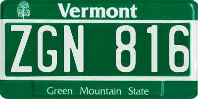 VT license plate ZGN816
