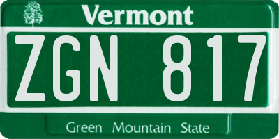 VT license plate ZGN817