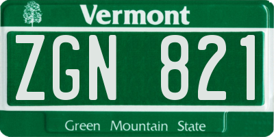 VT license plate ZGN821