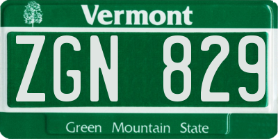 VT license plate ZGN829