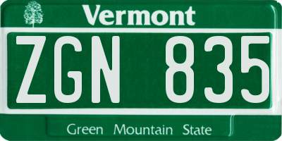 VT license plate ZGN835