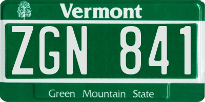 VT license plate ZGN841