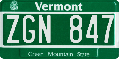 VT license plate ZGN847