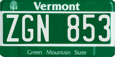 VT license plate ZGN853