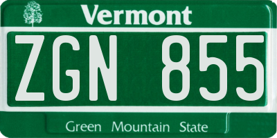 VT license plate ZGN855