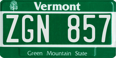 VT license plate ZGN857