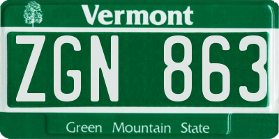 VT license plate ZGN863