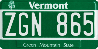 VT license plate ZGN865