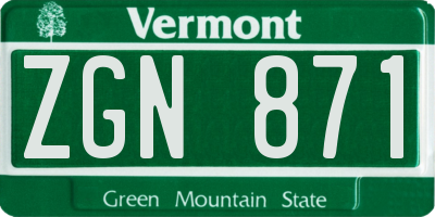 VT license plate ZGN871