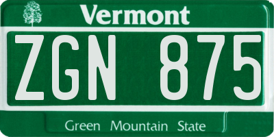 VT license plate ZGN875