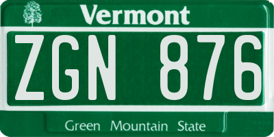 VT license plate ZGN876