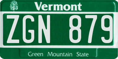 VT license plate ZGN879