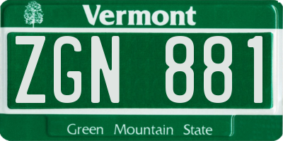 VT license plate ZGN881