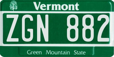 VT license plate ZGN882