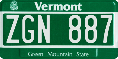 VT license plate ZGN887