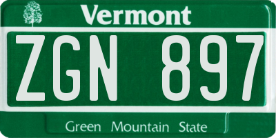 VT license plate ZGN897