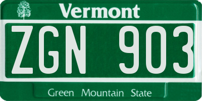 VT license plate ZGN903
