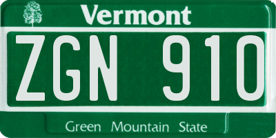 VT license plate ZGN910