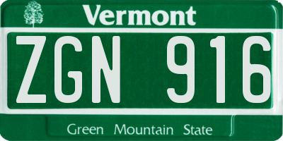 VT license plate ZGN916