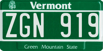 VT license plate ZGN919