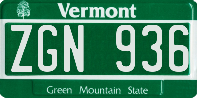 VT license plate ZGN936