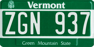 VT license plate ZGN937