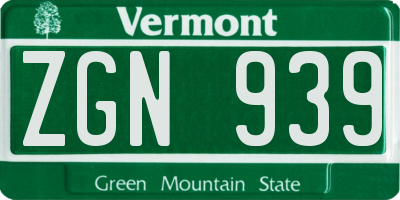 VT license plate ZGN939