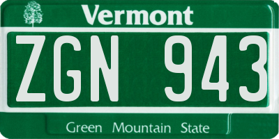 VT license plate ZGN943