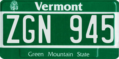 VT license plate ZGN945