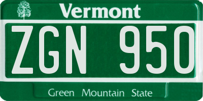 VT license plate ZGN950