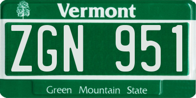 VT license plate ZGN951