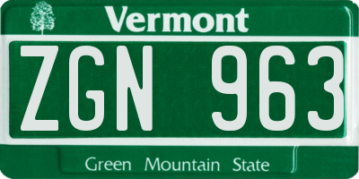 VT license plate ZGN963