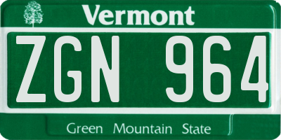VT license plate ZGN964