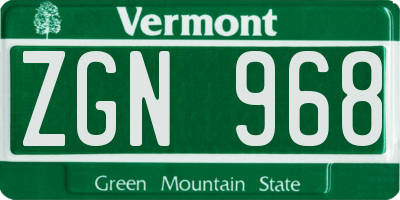VT license plate ZGN968