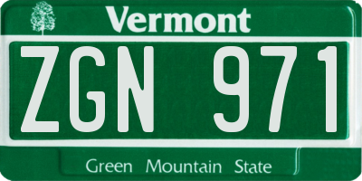 VT license plate ZGN971