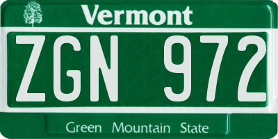 VT license plate ZGN972