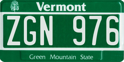 VT license plate ZGN976