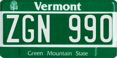 VT license plate ZGN990