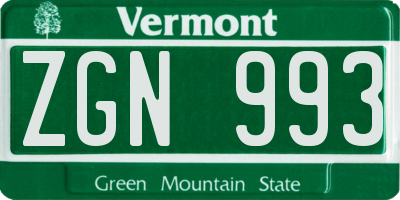 VT license plate ZGN993