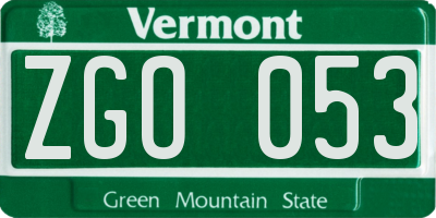 VT license plate ZGO053