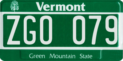VT license plate ZGO079