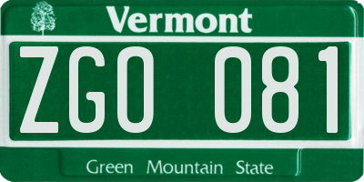 VT license plate ZGO081