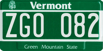 VT license plate ZGO082