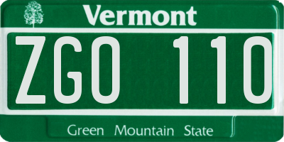 VT license plate ZGO110